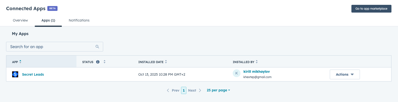 Finding SecretLeads in the Apps Menu