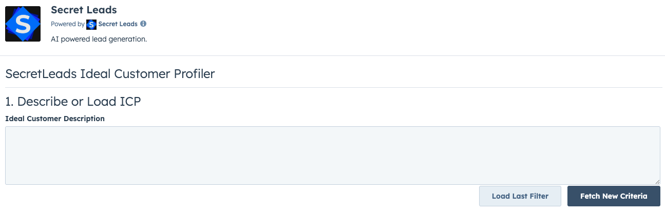 SecretLeads App Interface